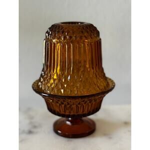 Indiana Glass Amber Diamond Point Fairy Lamp